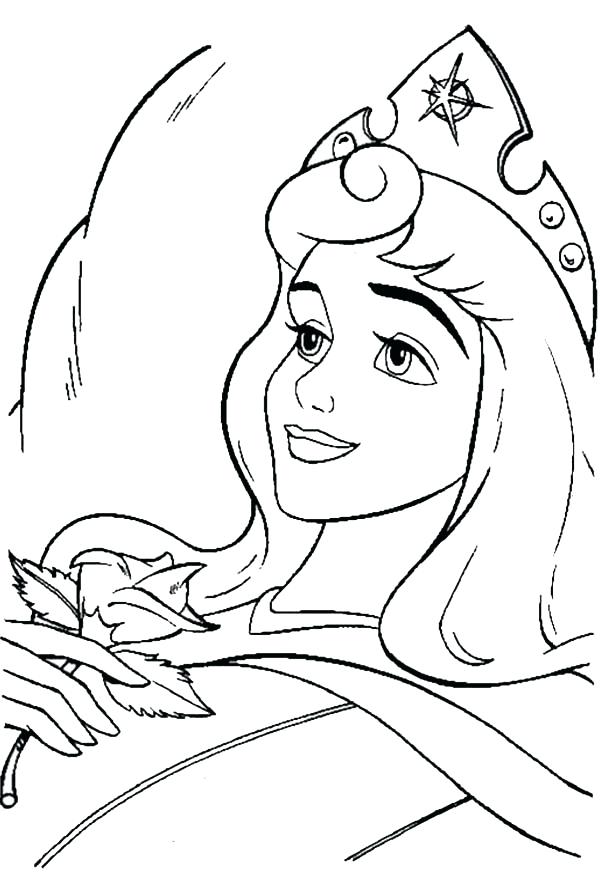 600x878 Princess Aurora Smiling In Sleeping Beauty Coloring Page Color