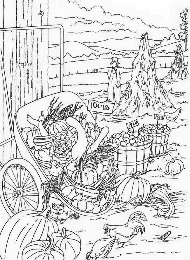 Autumn Scene Coloring Pages