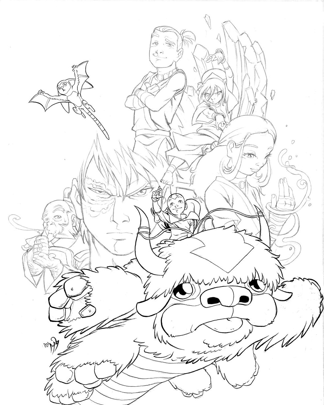 1100x1376 I Have Download Team Avatar Aang And His Friends Are Strong