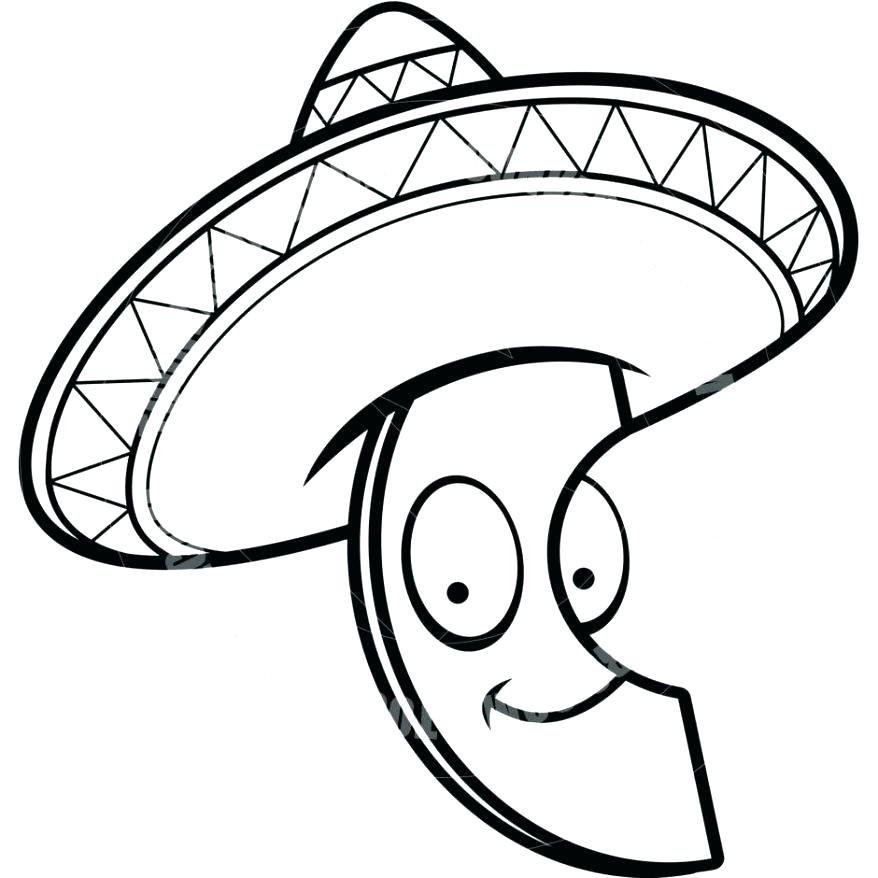 878x878 Sombrero Coloring Page Sombrero Coloring Page Cartoon Avocado