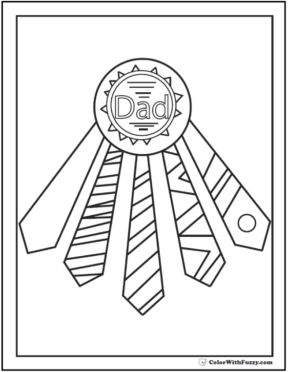 590x762 Tie Award Fathers Day Coloring Pages Ties For Ribbons Fathers Day
