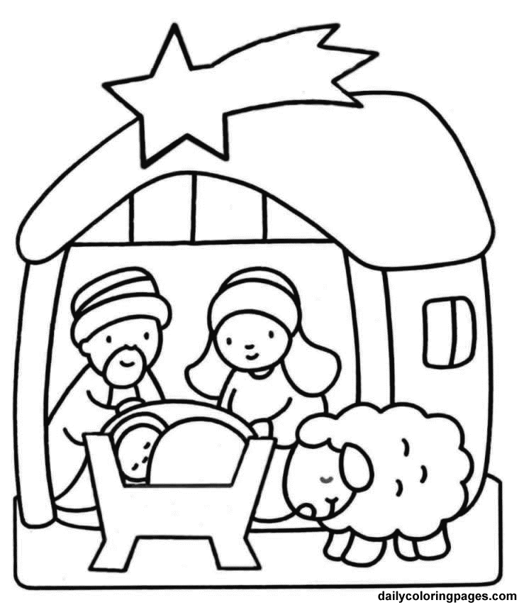 732x853 Away In A Manger Coloring Pages