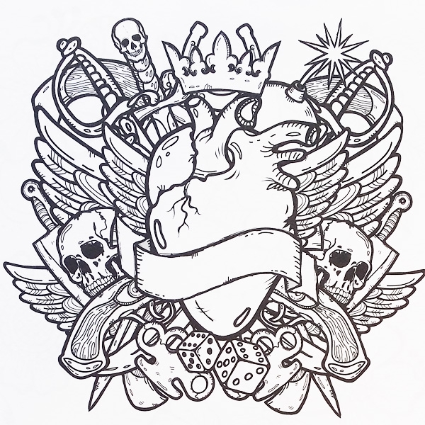 600x600 Tattoo Coloring Page Tattoo Coloring Pages Designs Adult Colouring