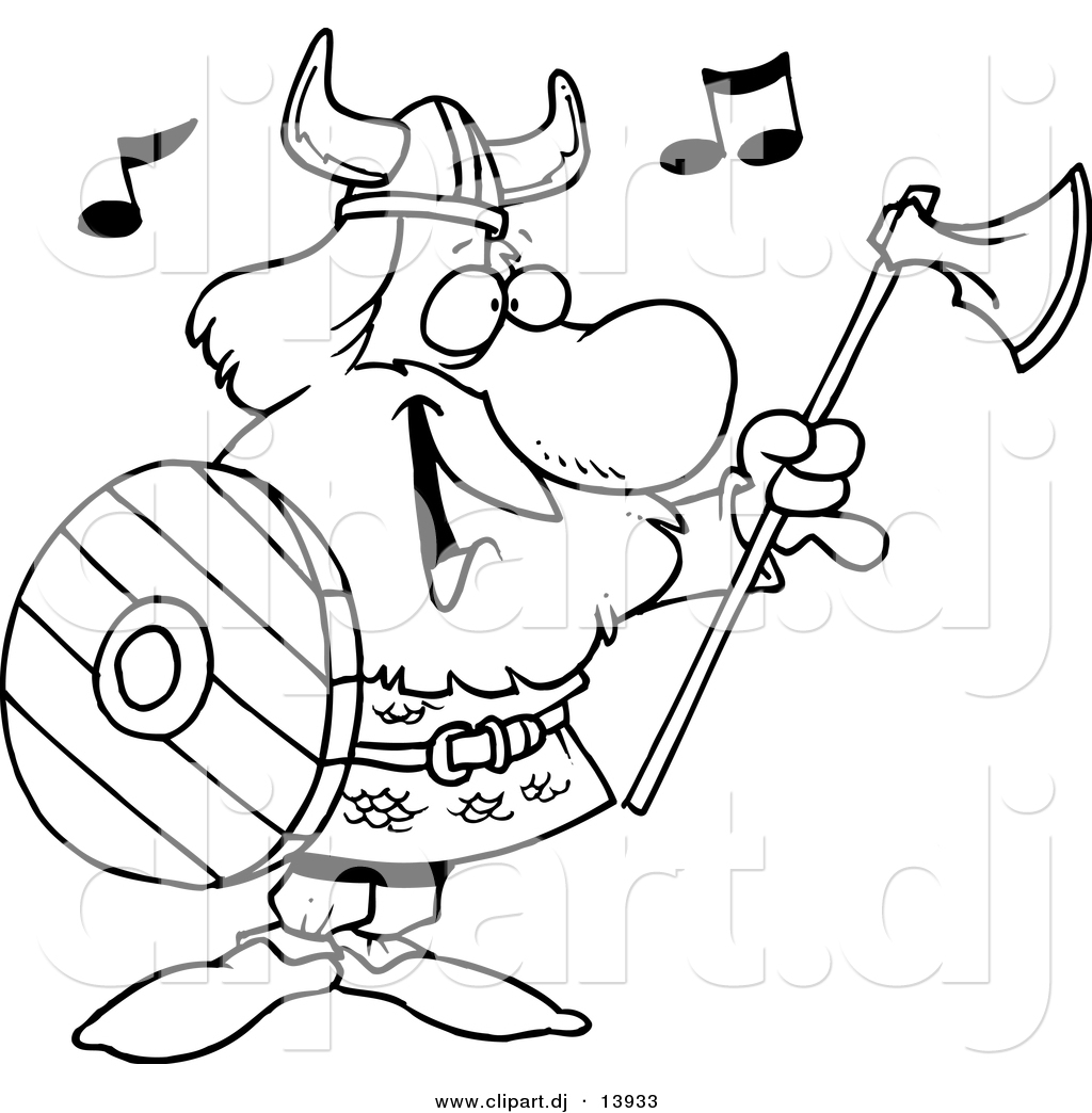 1024x1044 Cartoon Vector Clipart Of A Happy Singing Viking With Ax