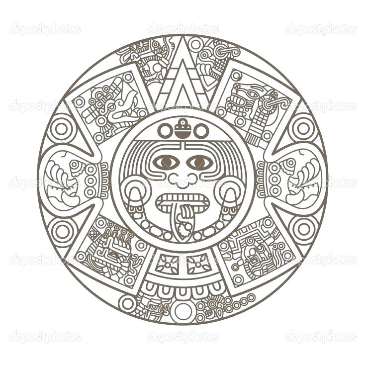 736x736 Aztec Coloring Pages Aztec Calendar Coloring Page Printable