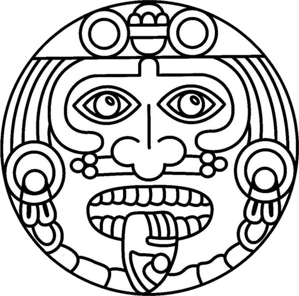 598x593 Coloring Book Aztec Sun Fiesta Mexicana Cinco De Mayo