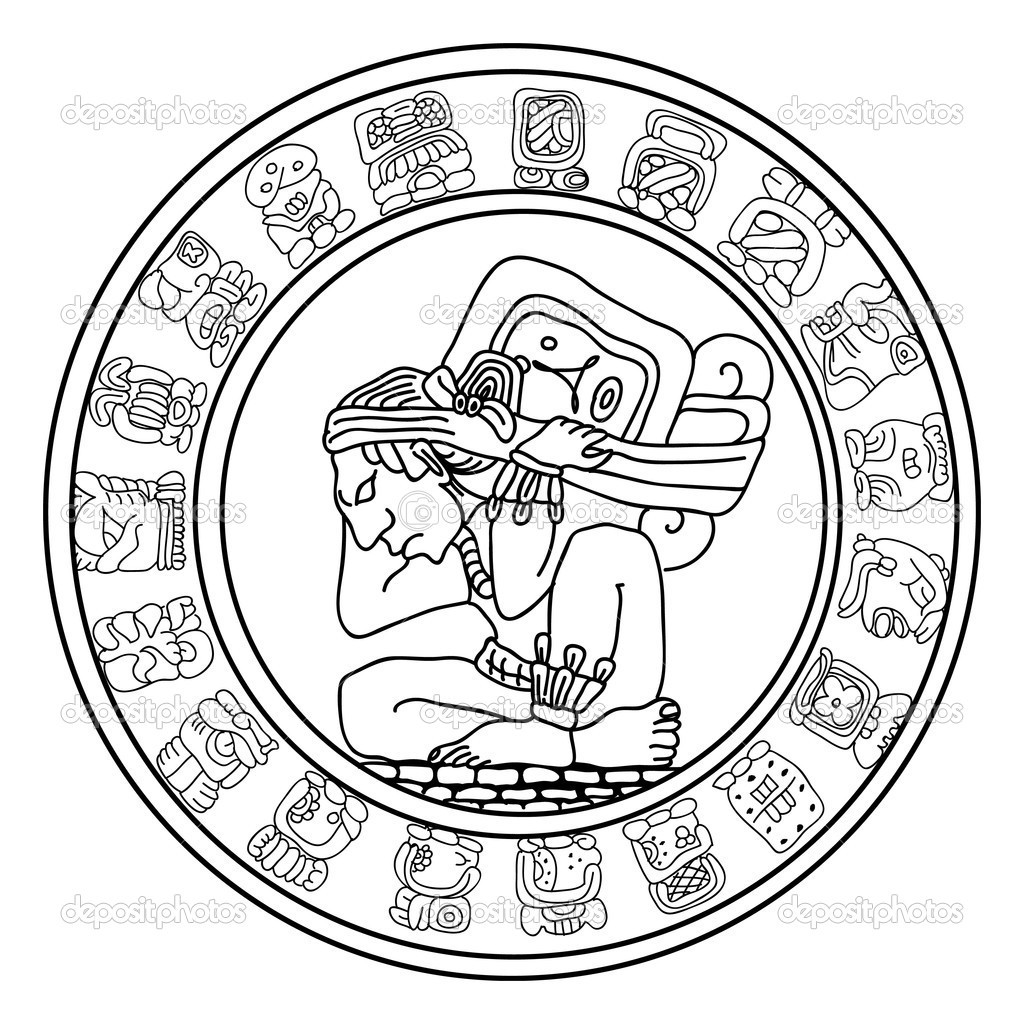 1024x1024 Mayan Calendar Coloring Page Jovie Co