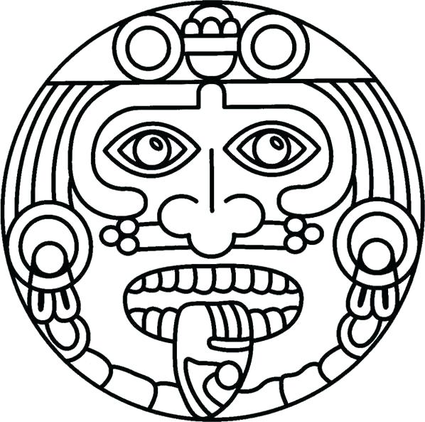 598x593 Aztec Calendar Coloring Page Calendar Coloring Pages Printable