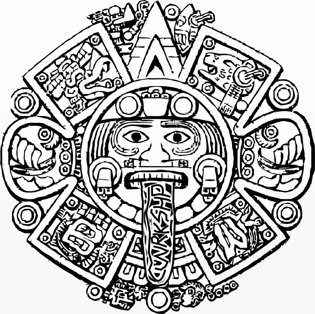 1023x1019 Aztec Calendar Coloring Page Aztec Calendar Coloring Page