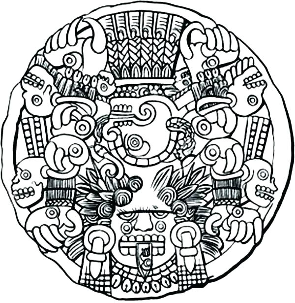 600x615 Aztec Calendar Coloring Page Calendar Coloring Page Pages Images
