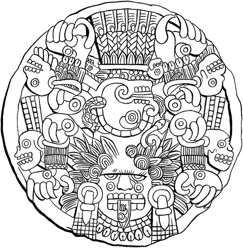 487x500 Aztec Coloring Pages