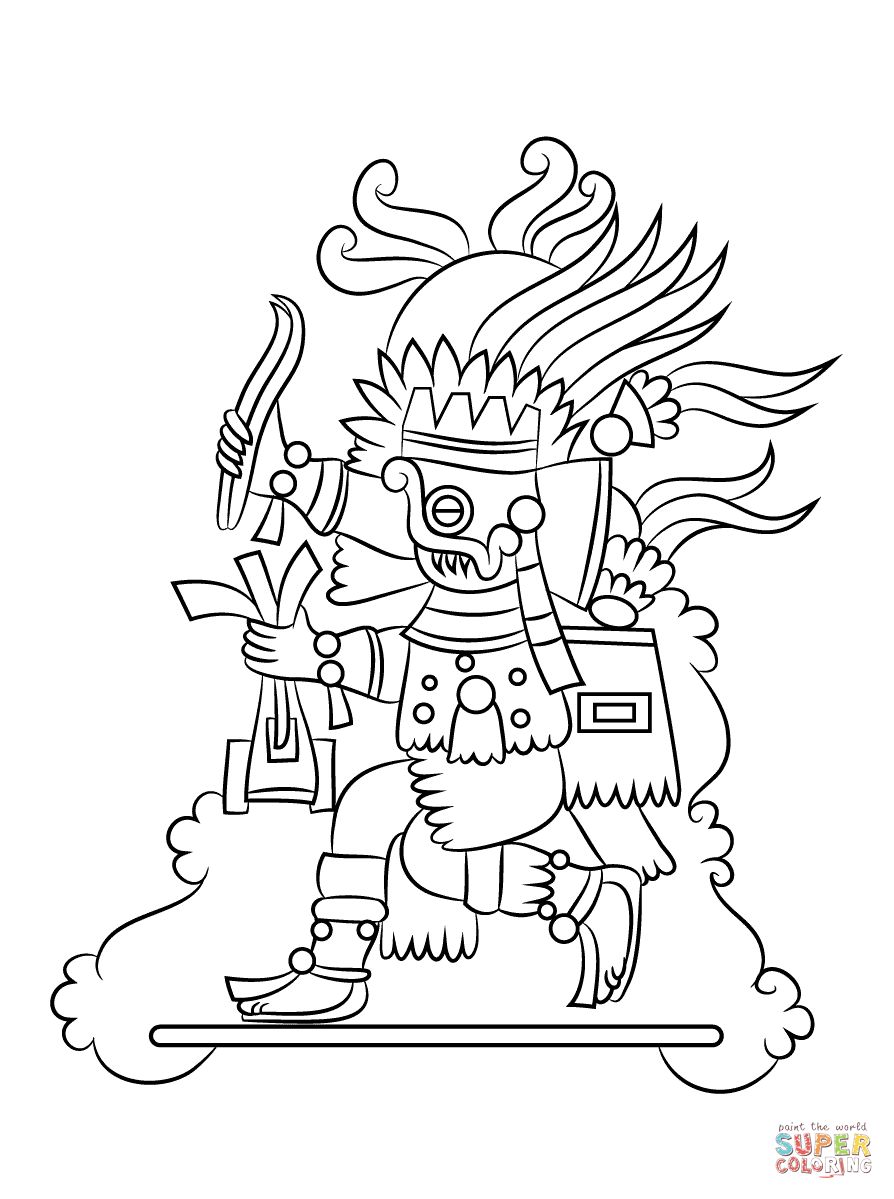 894x1199 Aztec God Tlaloc Coloring Pages For Aztec Coloring Pages