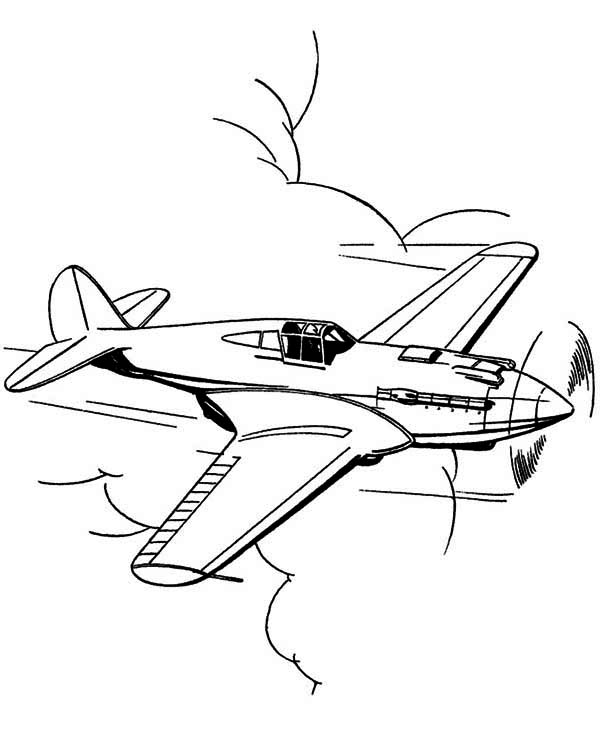 600x734 P51 Mustang Us Fighter Airplane Coloring Page