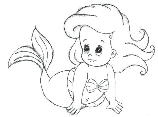 534x395 Baby Ariel Colouring Pages Drawing At Free For Personal Use