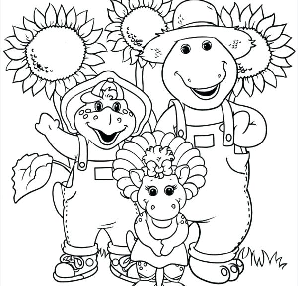 600x576 Baby Bop Coloring Pages Barney And Family Is A Farm Colouring
