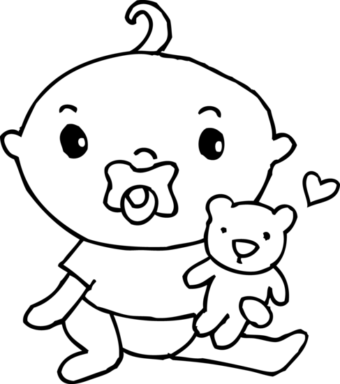 487x550 Cute Baby Boy Coloring Page