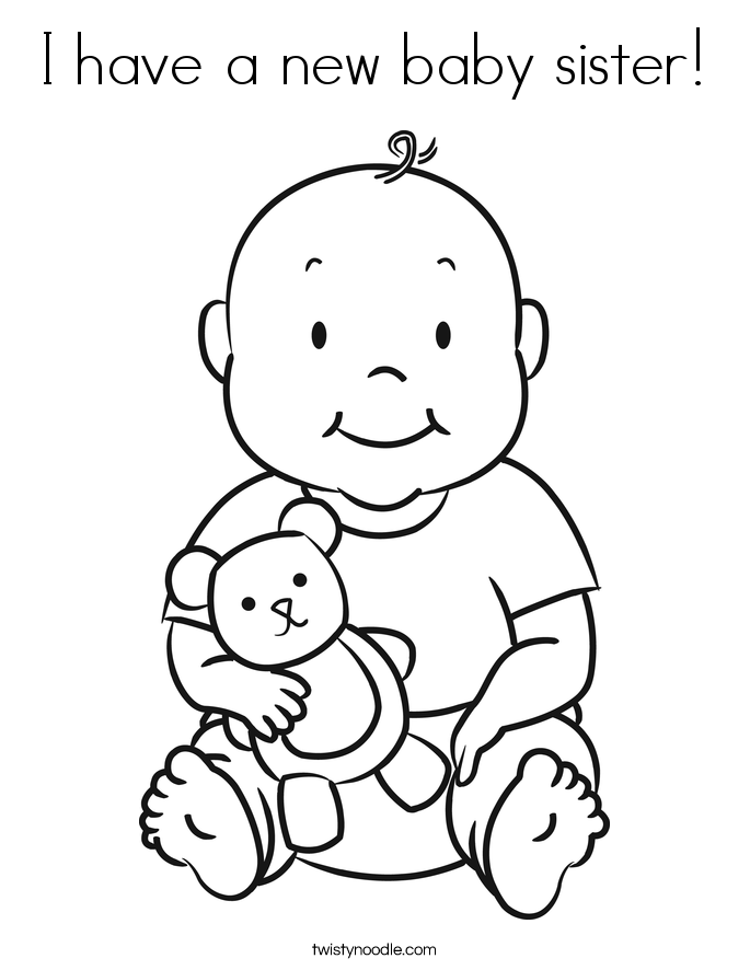 685x886 I Have A New Baby Sister Coloring Page