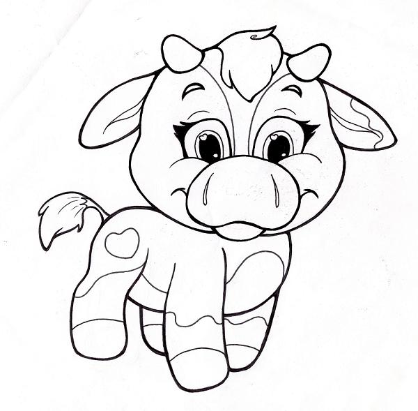 600x589 Image Detail For Coloring Page With Cute Cow Cow Line Art