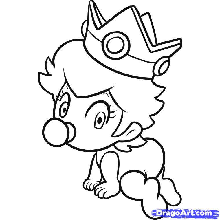 760x760 Baby Princess Daisy With Cute Face Coloring Pages