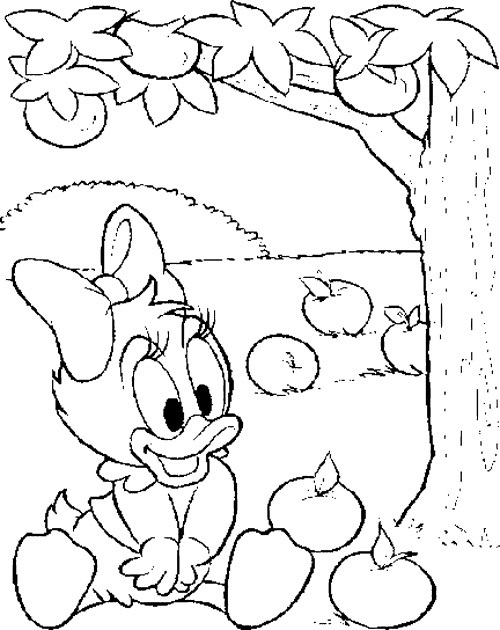 500x630 Baby Daisy Duck In Tree Apple Coloring Page Disney