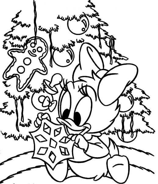 518x604 Baby Daisy Duck Decorates Her Christmas Tree Coloring Pages