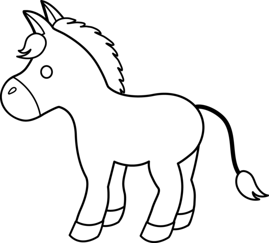 550x497 Cute Donkey Line Art