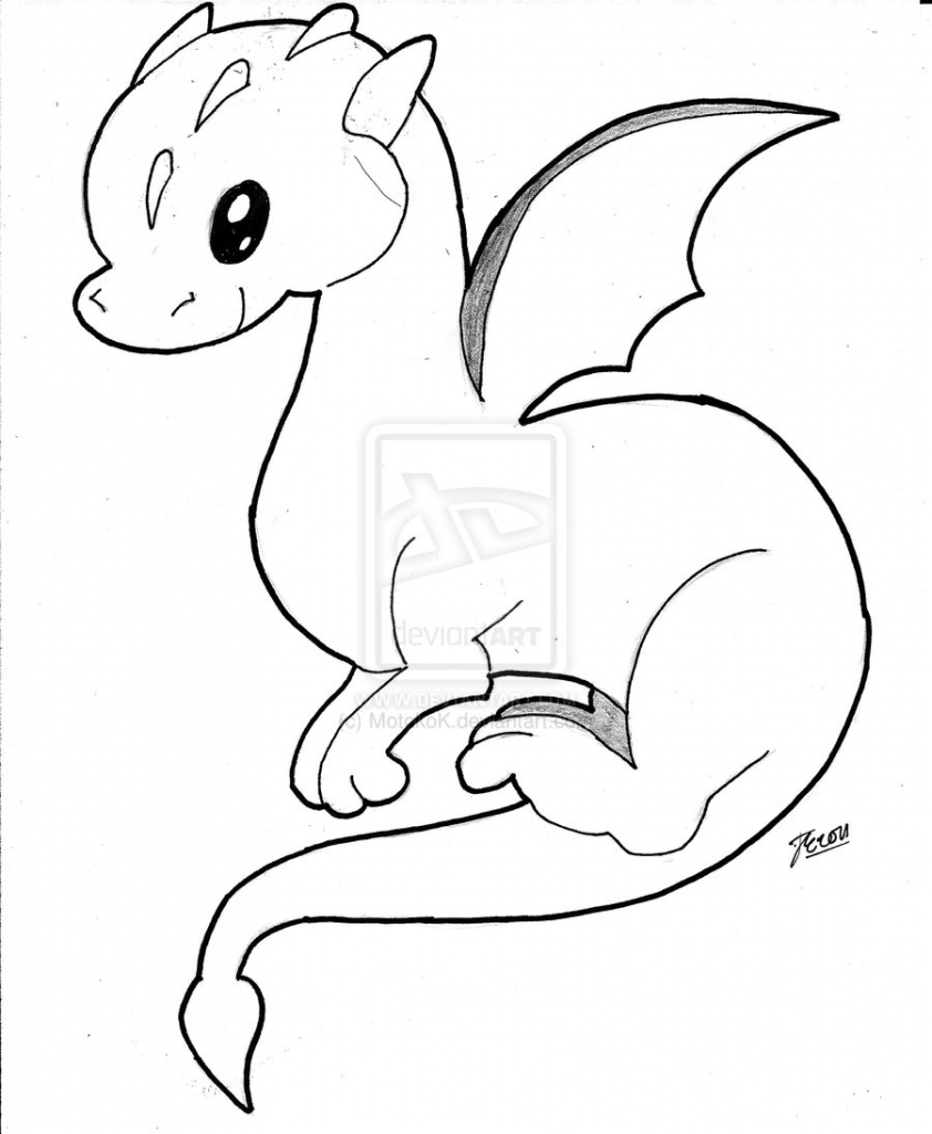 842x1024 How To Draw A Baby Dragon Cute Ba Dragons Coloring Pages