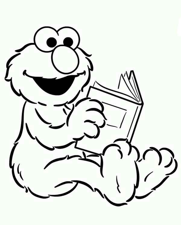 600x749 Baby Elmo Reading A Book In Sesame Street Coloring Page Color Luna