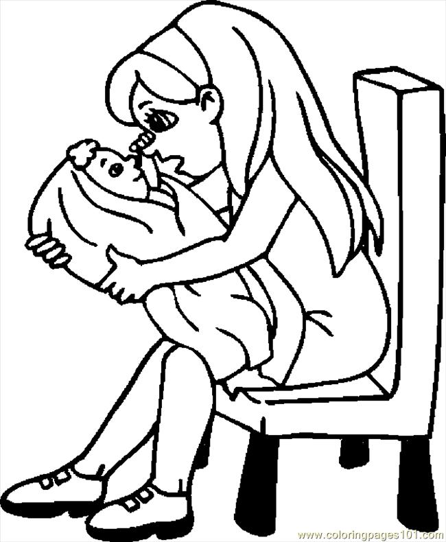 650x790 Girl Amp Baby Coloring Page