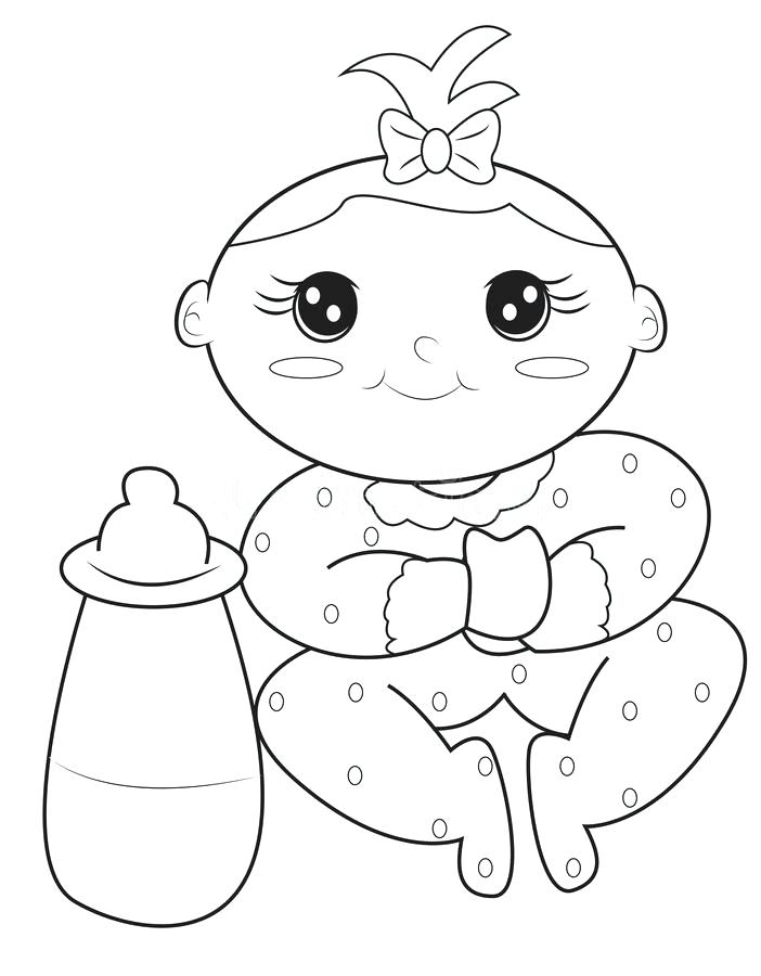 702x900 Baby Girl Coloring Page Stock Illustration Illustration