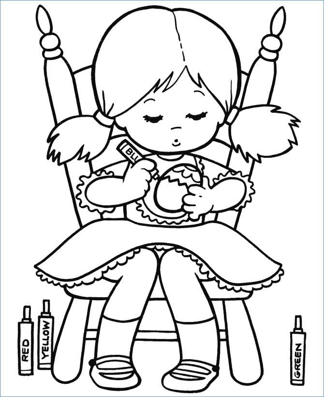 670x820 Cute Little Girl Coloring Egg Easter Coloring Pages