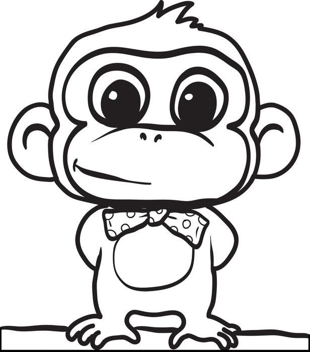 616x700 Drawn Baby Animal Cute Monkey
