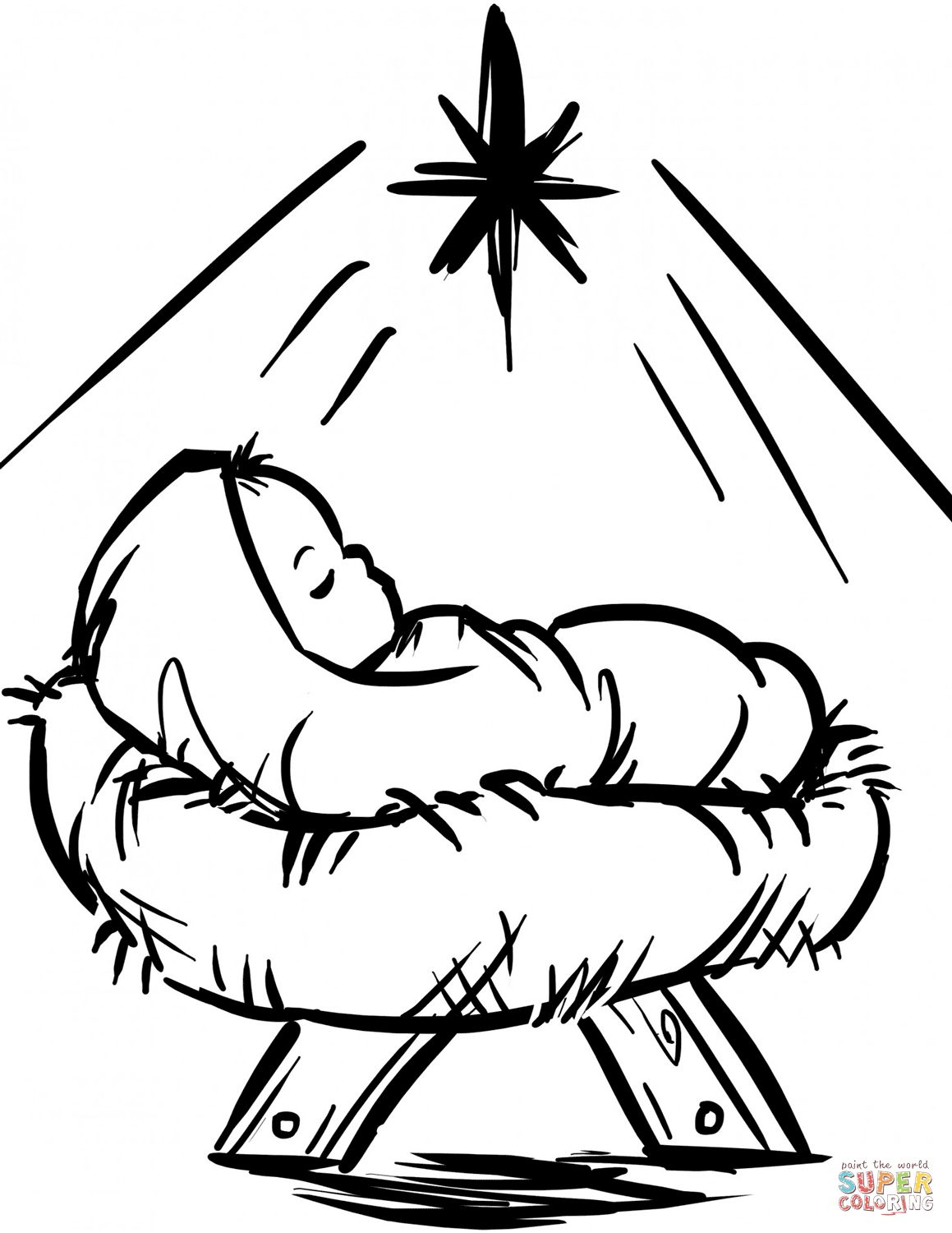 1159x1500 Baby Jesus Manger Scene Coloring Page For Religious Christmas