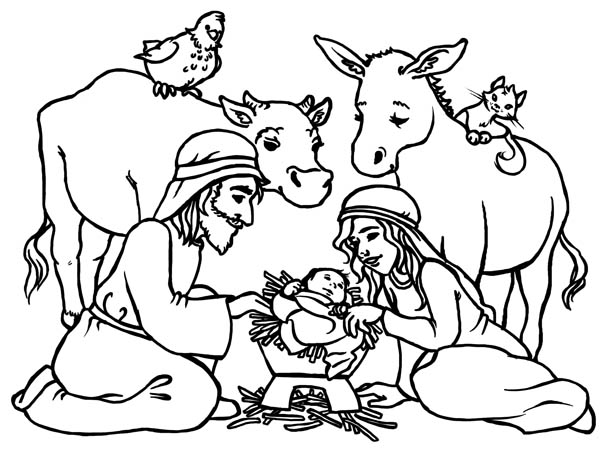 600x457 Baby Jesus In A Manger In Nativity Coloring Page Color Luna