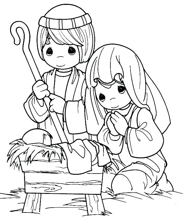 600x726 Baby Jesus Manger Scene Coloring Page Pages About In