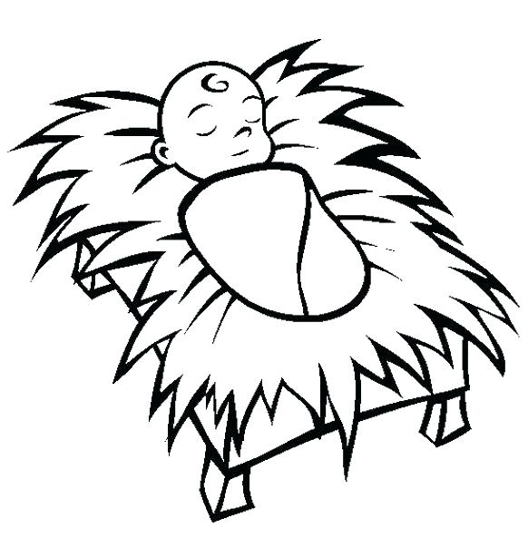 582x593 Jesus In A Manger Coloring Page Jesus Manger Colouring Pages