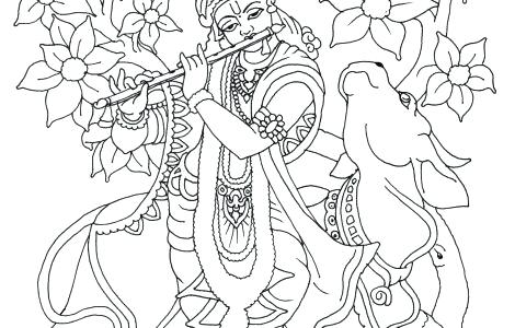 470x300 Coloring Pages Of Little Krishna Playing Flute Page Places