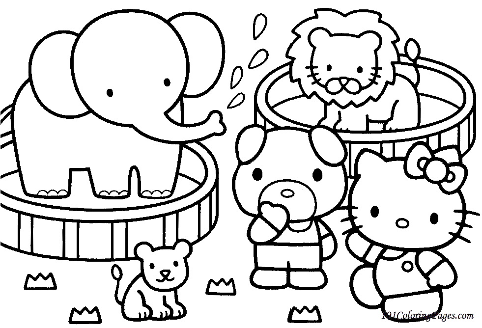 981x668 Free Printable Kitty Coloring Page With Cute Elephant Also Baby