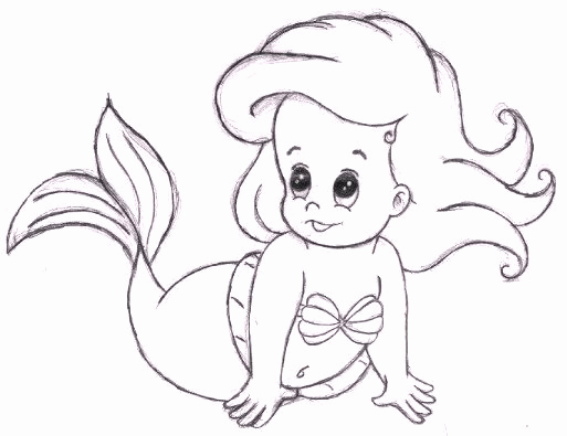 513x395 Disney Little Mermaid Coloring Page Coloring Baby Ariel