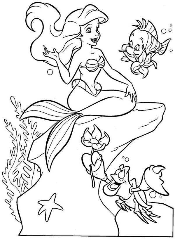600x818 Ariel Little Mermaid And Friends Coloring Pages