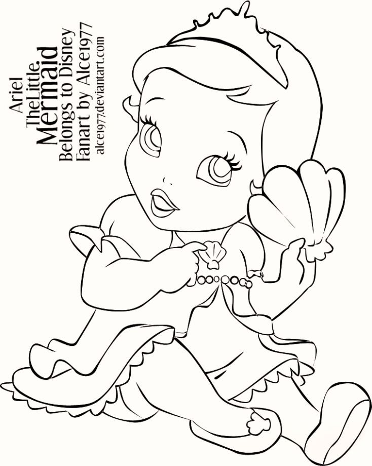 734x919 Baby Ariel The Little Mermaid Coloring Pages Coloring Pages