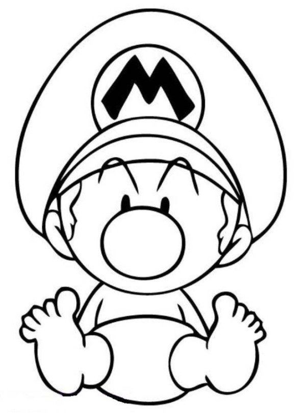 600x818 Mario Coloring Pages Baby Mario Coloring Pages. Mario Kart