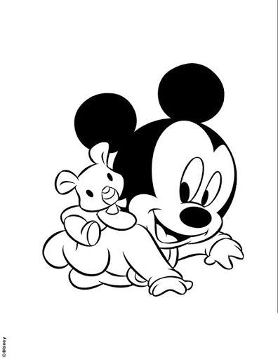 396x512 Kleurplaat Baby Mickey Mouse
