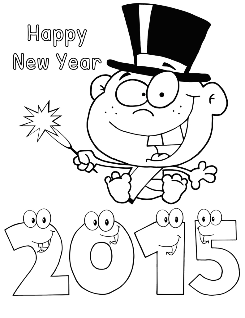 792x1024 Happy New Year 2015 Baby Colouring Pages