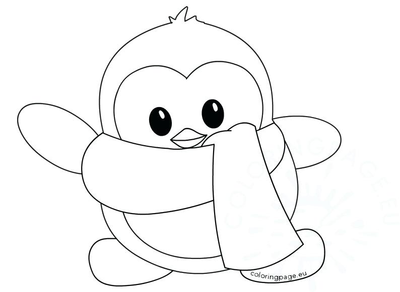 794x581 Little Cute Winter Penguin Coloring Page Cute Little Penguin