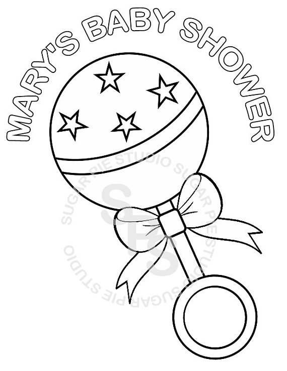 570x738 Baby Rattle Coloring Page Personalized Printable Baby, Baby Rattle