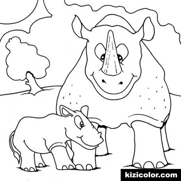 600x600 Baby Rhino Love His Mother