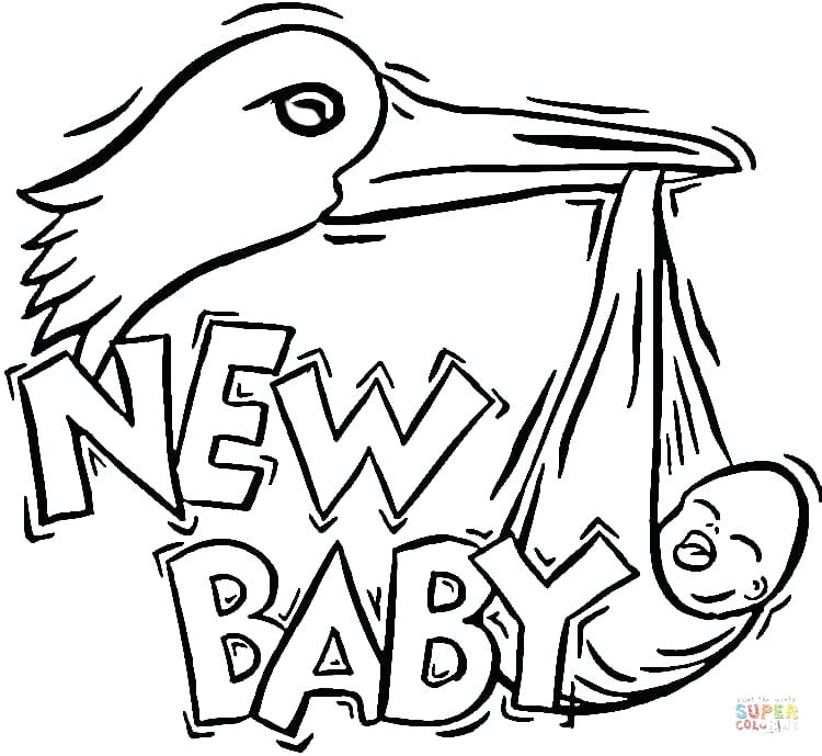 750x689 Personalized Baby Shower Coloring Pages Stork Brings A New Baby