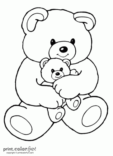 363x500 Mom And Baby Bear Coloring Page