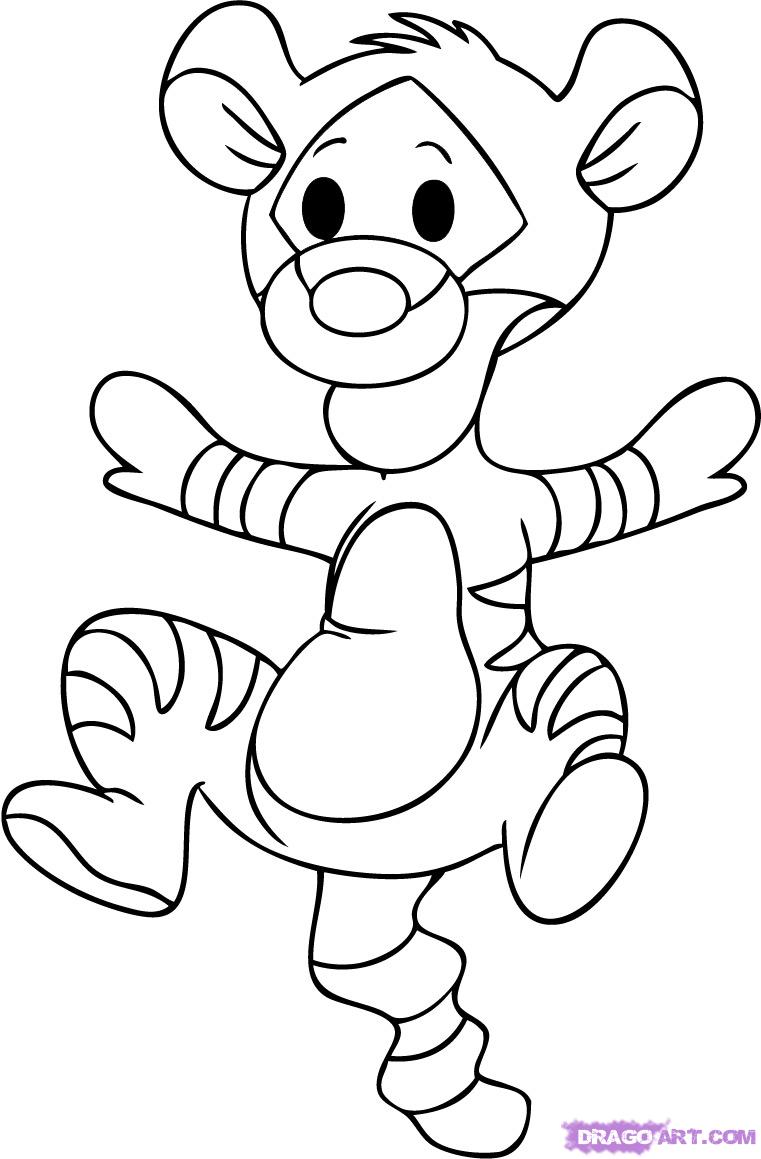 761x1159 How To Draw Baby Tigger Step 6 Mickey,tweety Amp Others